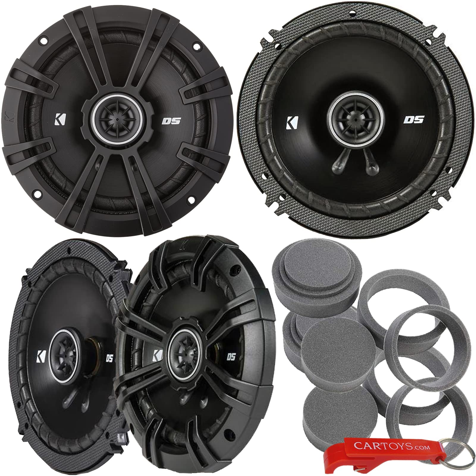 Kicker 43DSC6504 6.5" Speakers 4-Pack with Fast Rings Better Audio Bundle. DSC650 DS Series 6.5 Inch