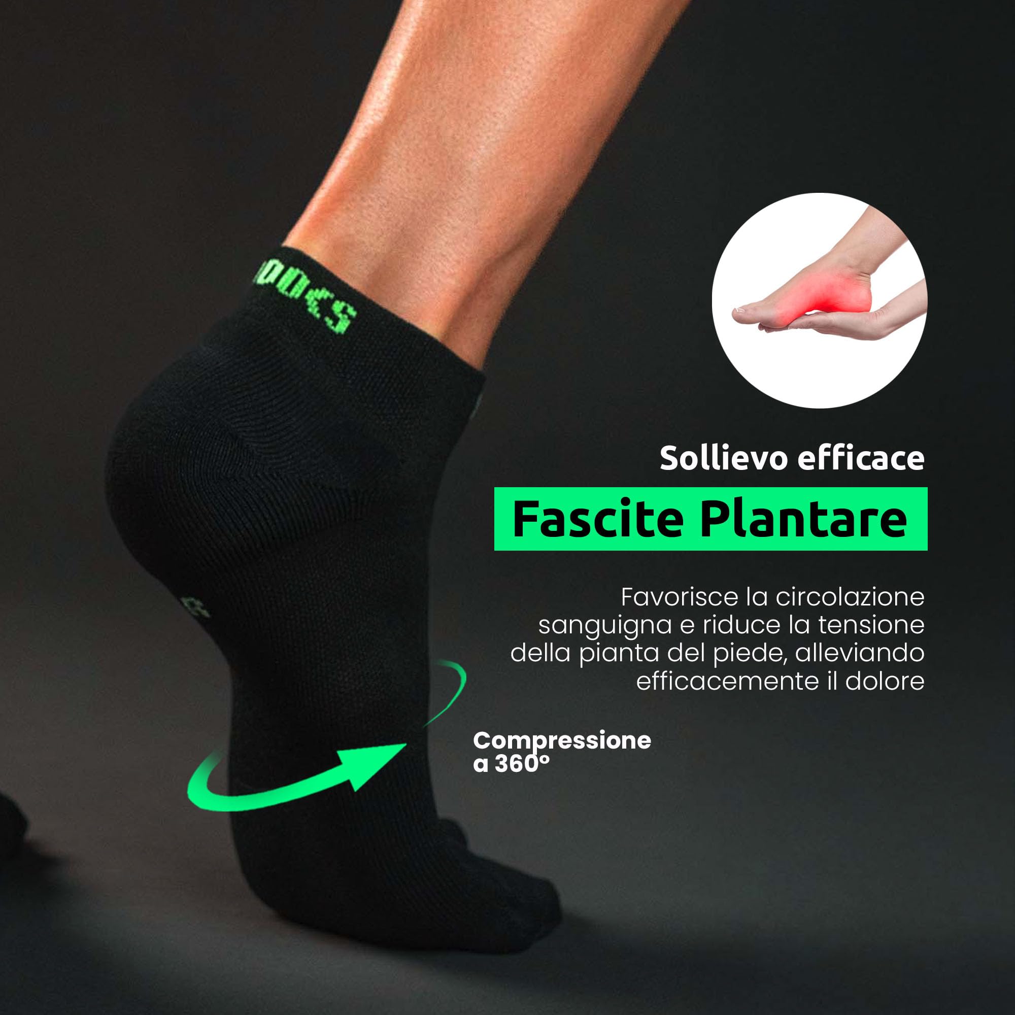 Calze Running alla Caviglia Uomo e Donna | Compressione sportiva e imbottitura strategica | Sollievo per fascite plantare | Ideali per padel, tennis, trail e altri sport