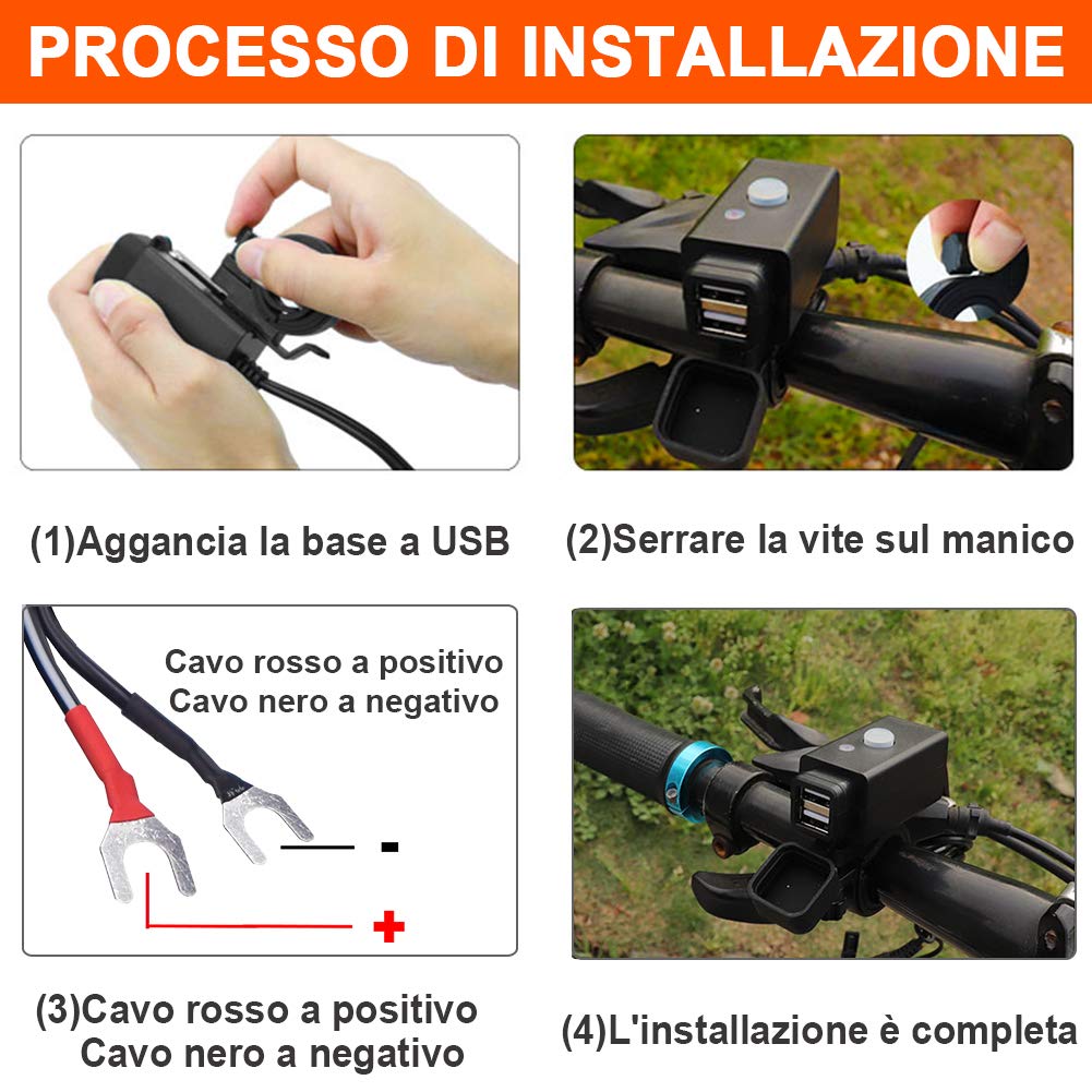 Motocicletta Impermeabile Caricabatterie USB Cellulare Caricatore 3.1A/3.1A Porte USB Doppie 12V/24V Adattatore Splitter Porta Alimentazione LED Display Tensione
