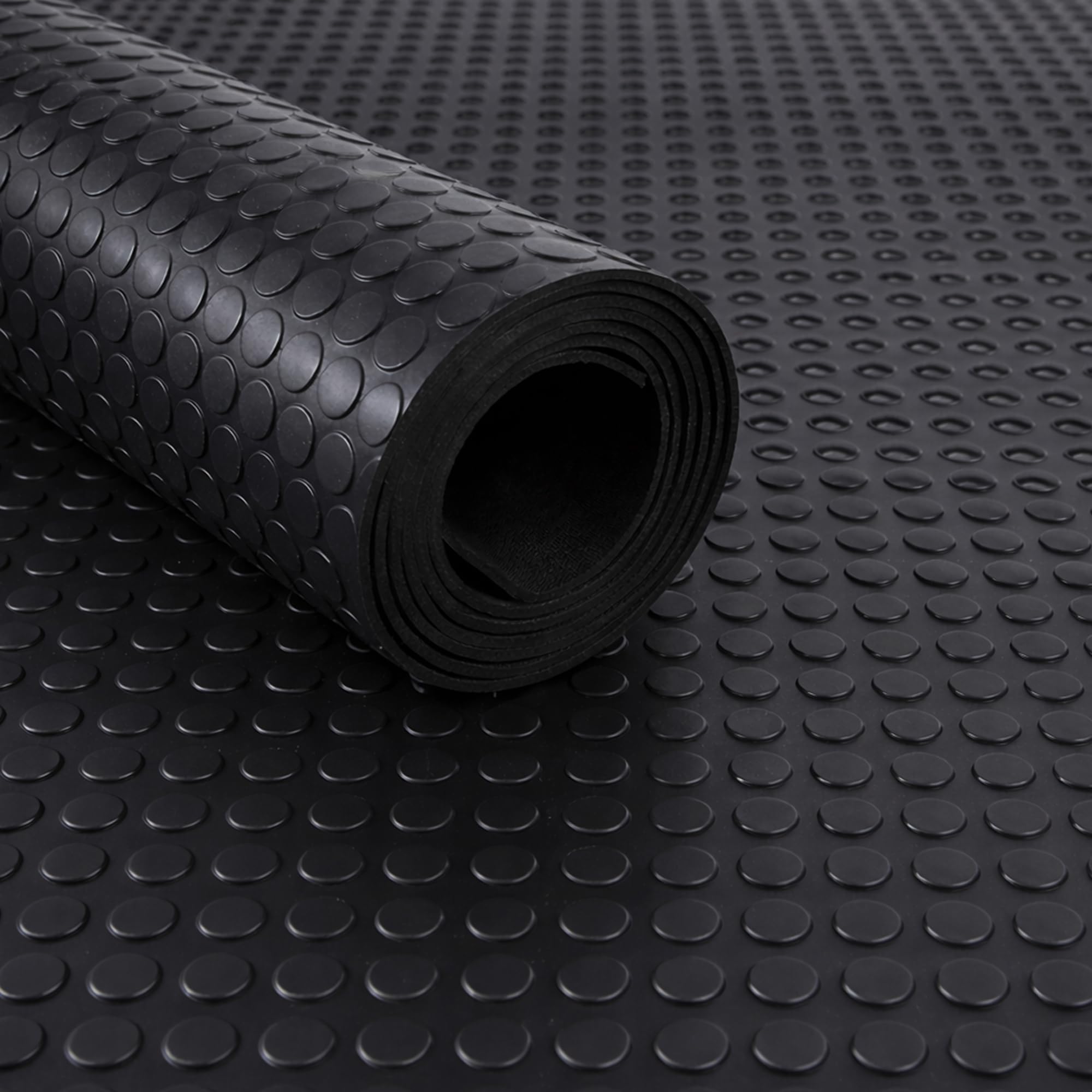 Rubber Matting Roll 2m x 1.2m | Coin Rubber Flooring, Heavy Duty Non-Slip Waterproof | Garage Floor Mat, Gym Mat, Shed Flooring | Indoor & Outdoor 3mm Coin/Penny Design - Prestige Mats