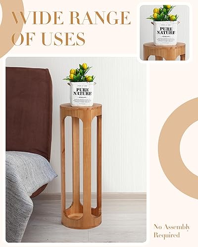 Miniatura 7 de Mesa auxiliar pequeña de 8 x 23 pulgadas, mesa auxiliar redonda de madera para café, escritorio de bebidas Burlywood, bohemio, círculo de madera,