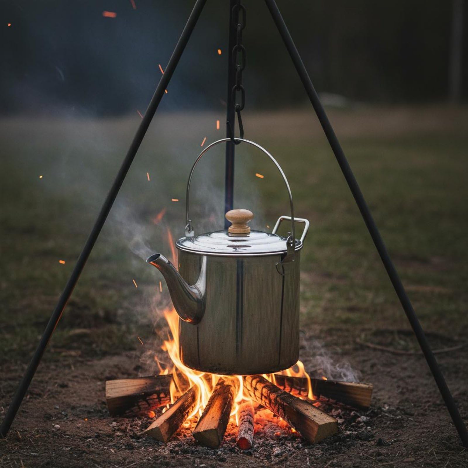Tetera Colgante de Acero Inoxidable Portátil Tetera Colgante de Camping con Asa para Campistas, Excursionistas, 3 Litros
