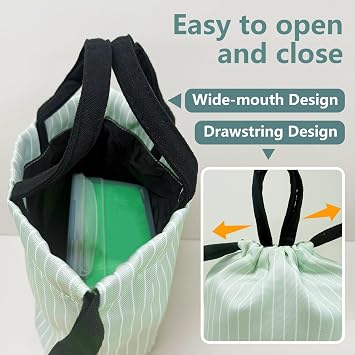 Lunch Bag, 5-7L Ultra-Light Portable Drawstring Lunch Tote with Multiple Pockets for Women & Men, Compact Bag for Work, Office, Hiking & Daily Use
