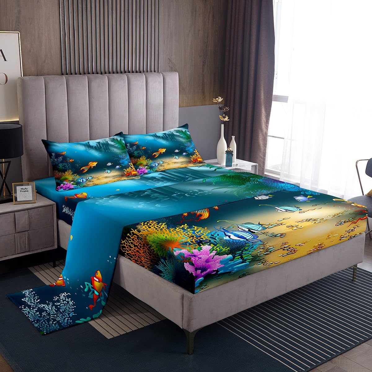 Feelyou Tie Dye Bed Sheet Set 4 Piece Queen Bedding Boho Psychedelic Sheets with 2 Pillowcases Colorful Bohemian Gypsy Fitted Sheet Ultra Soft Lightweight