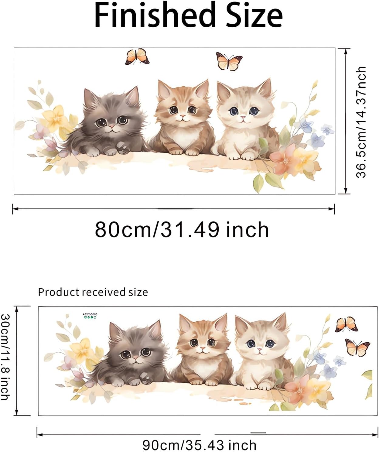 Cozy Kittens Wall Stickers, sacinora Cute Cartoon Cat Butterfly Art Wall Decals Removable Vinyl Peel and Stick for Baby Boy Girl Nursery Living Room Bedroom Toddler Room Kindergarten Home Decorations