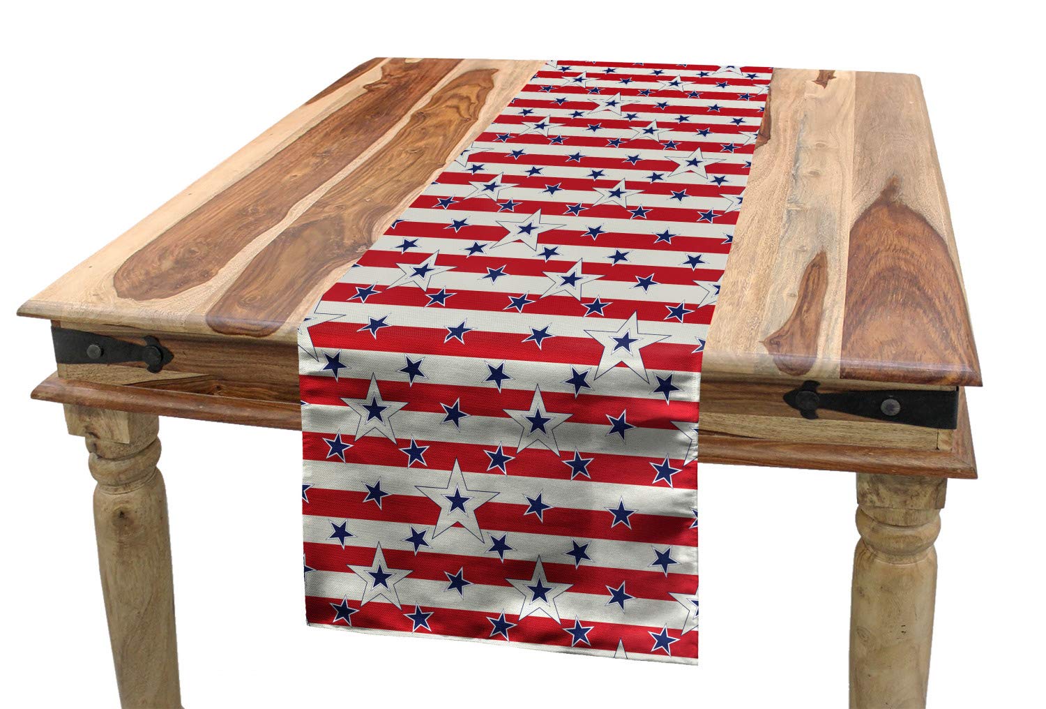 Ambesonne USA Table Runner, Patriotic Pattern Love My Country Continent American Patriotic Freedom 4th of July Party Decorations Rectangular Runner,