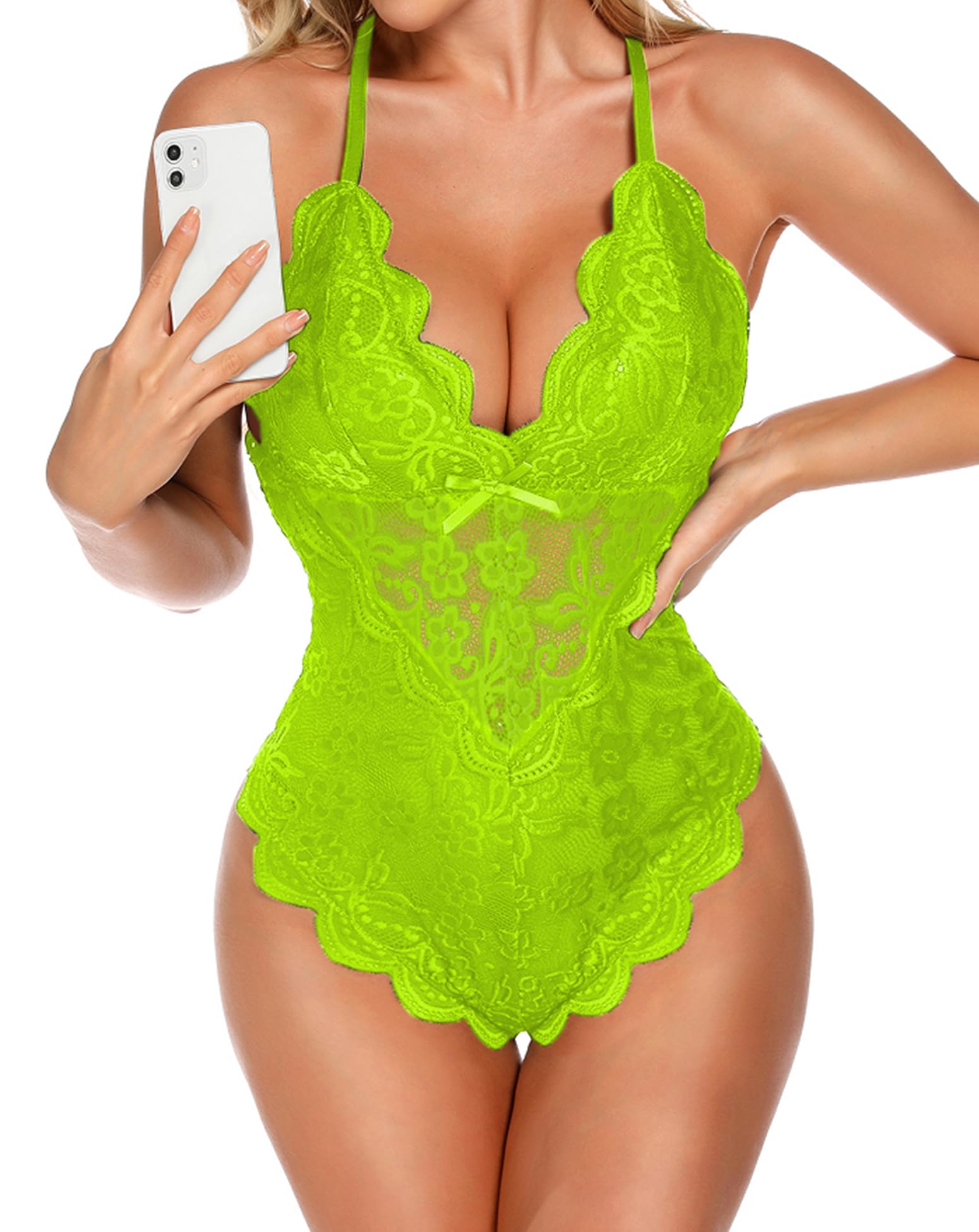 Aranmei Sexy Snap cavallo Body per le donne cattivo un pezzo pizzo Babydoll Lingerie Teddy
