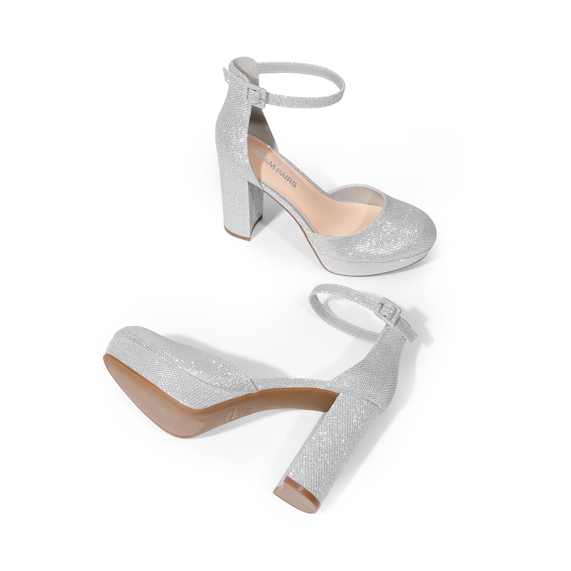 DREAM PAIRS Scarpe Donna Eleganti con Tacco Alto, Plateau e Punta Chiusa, Cinturino alla Caviglia, Scarpe da Sposa e Festa