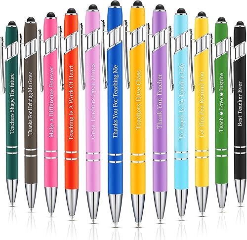 Outus 30 bolígrafos de agradecimiento al profesor con punta de lápiz capacitivo, tinta negra inspiradora, bolígrafos táctiles, regalos de
