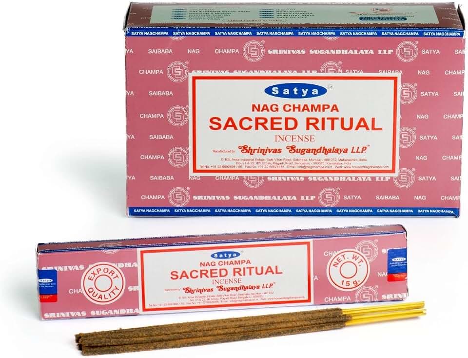 Satya Nag Champa Sacred Ritual Incense Sticks | Signature Fragrance | Net Wt: 15g x 12 Boxes = 180g | Exclusively Made in India | Export Quality | Handrolled Non-Toxic Incense
