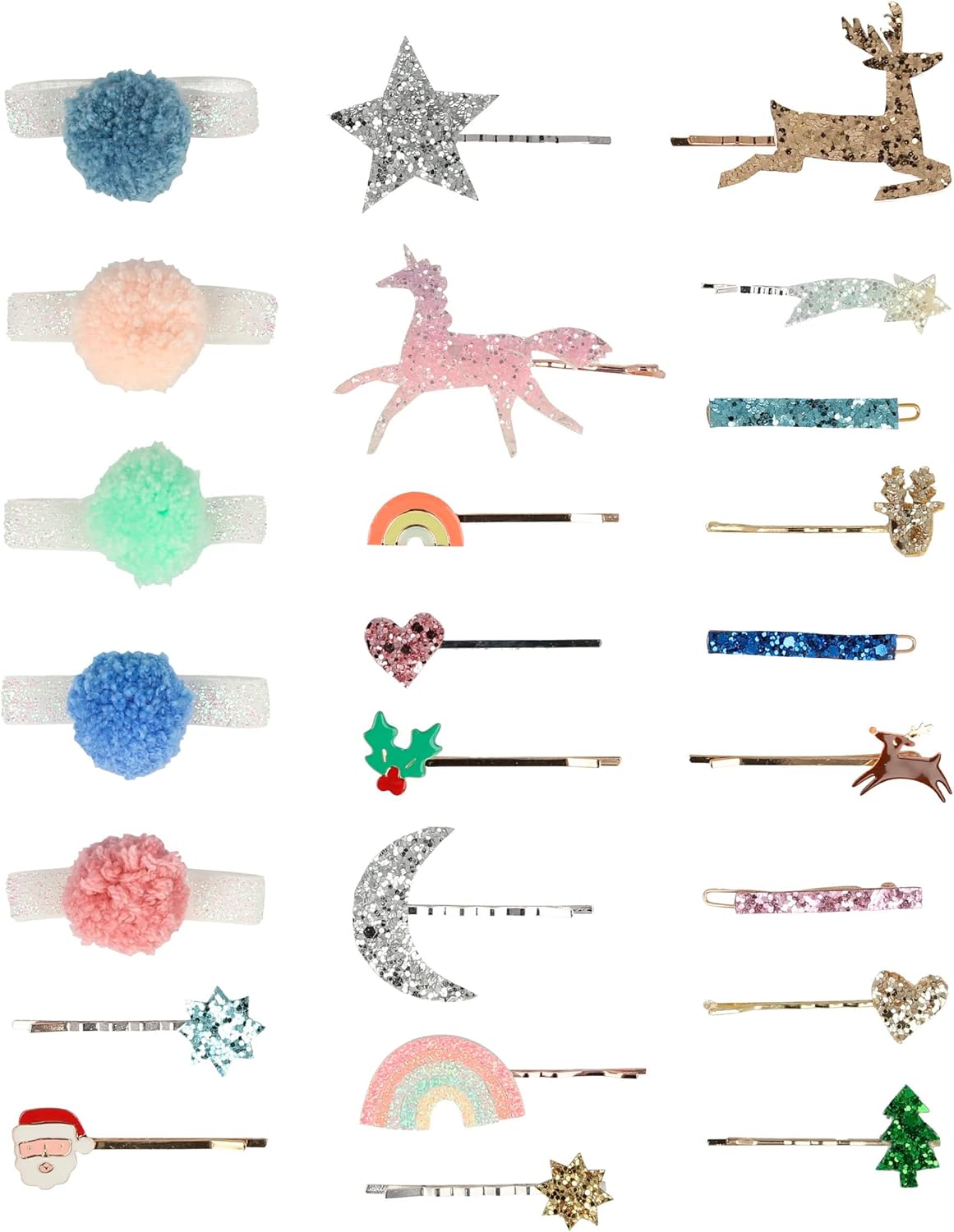 Meri Meri Hair Accessories Advent Calendar Suitcase (Pack of 1), Ages 8+, 6" x 4" x 8.875", Christmas Advent Calendar