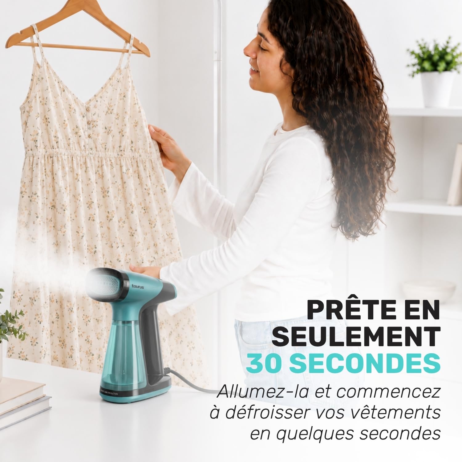 Taurus - nettoyeur vapeur 1550 W, 3 niveaux vapeur et aspiration, Prêt en 30 s, Écran LED, Réservoir 180 ml
