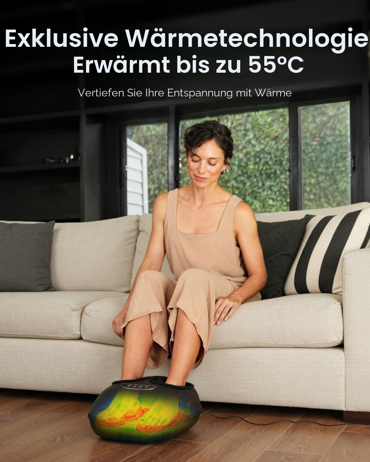 RENPHO Fußmassagegerät mit Wärme 2026 Neu, Shiatsu für ganzen Fuß, Fussmassagegerät Elektrisch Testsieger, 3 Luftdruck und Knetstufen, PU-Leder, Geschenke für Frauen Männer, bis Größe 47, Schwarz