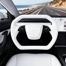 Juniper Steering Wheel, Floating Cyber Truck Style Steering Wheel for Tesla Model Y Juniper 2025 2026, Nappa Leather for Tesla Model Y Juniper Accessories with Heating Function