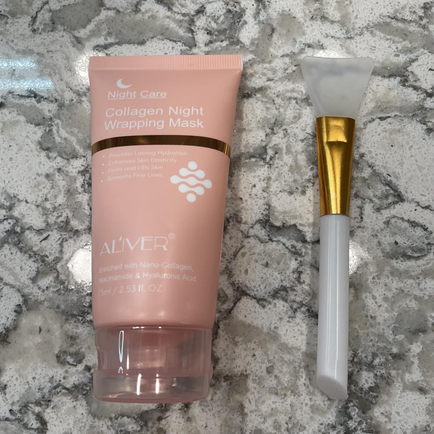 RoongDuuDll Collagen Night Wrapping Mask, Collagen Jelly Face Masks with Jelly Brush, Peel Off Face Mask for Facials Professional Korean Skin Care, Elasticity & Hydration Care Overnight Mask for Women