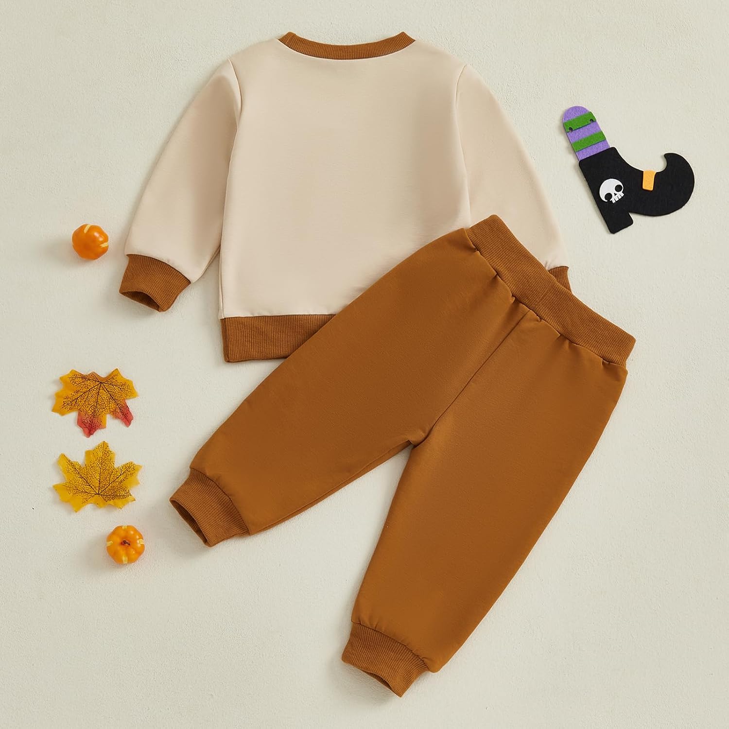 Toddler Baby Boy Girl Fall Clothes Halloween Outfit Pumpkin Ghost Long Sleeve Sweatshirt Solid Pant Set - Image 7