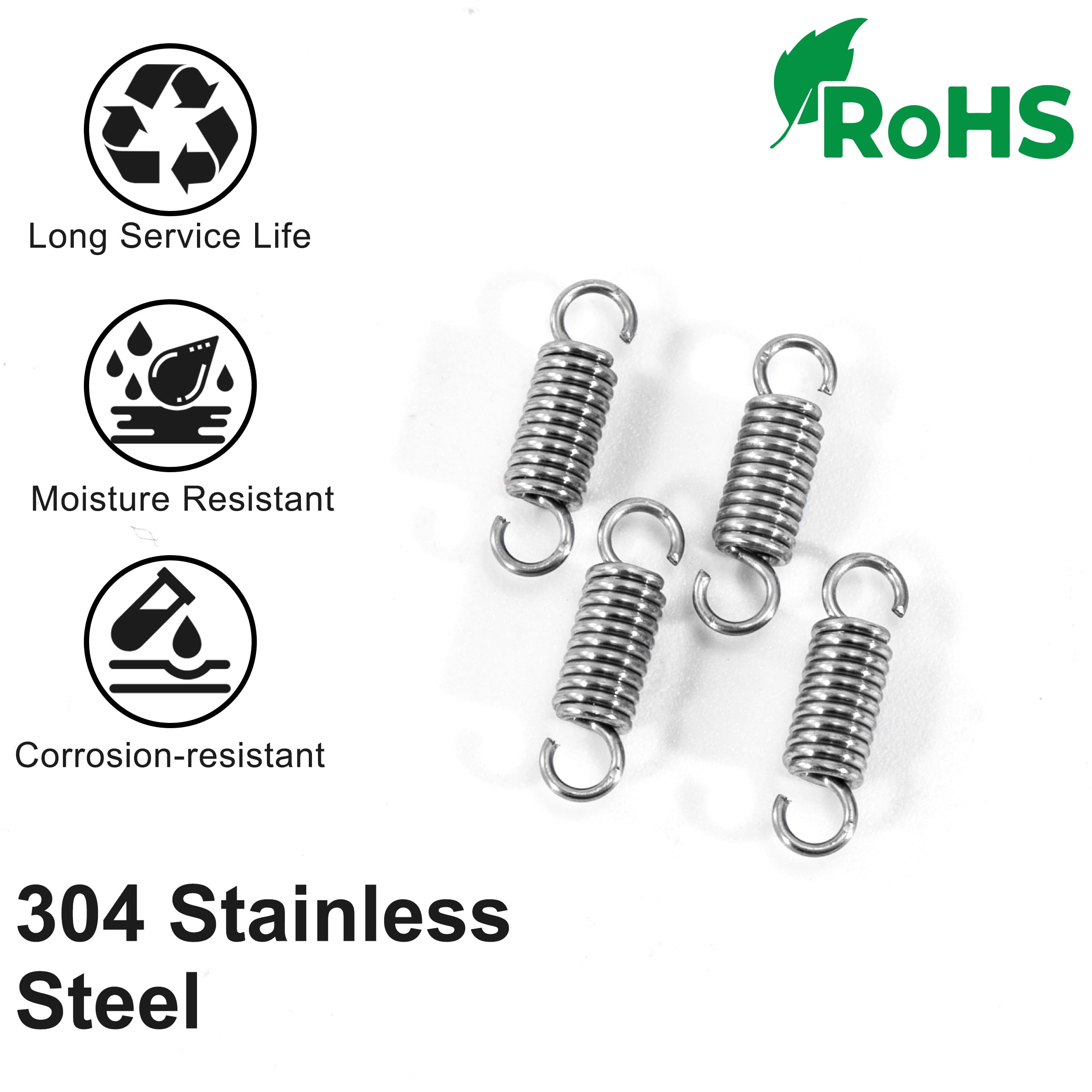 10 Pièces Ressorts De Traction Inox 304 - 30mm Longueur, Fil 0,3mm, Diamètre 3mm