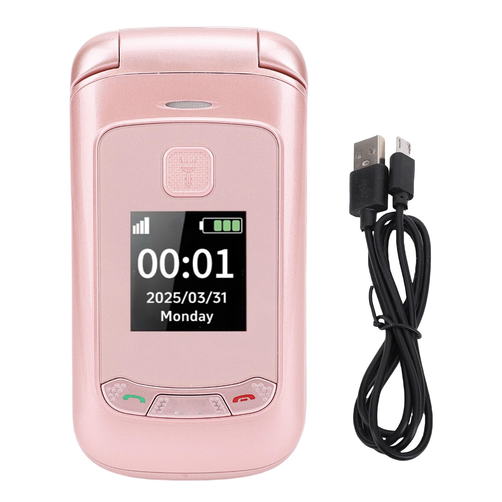 Fockety Telefono Cellulare 2G Flip, Telefono Cellulare Senior Sbloccato Doppia SIM con Pulsanti Grandi, Schermo Principale da 2,8 Pollici, Schermo Esterno da 1,77 Pollici, Altoparlante,