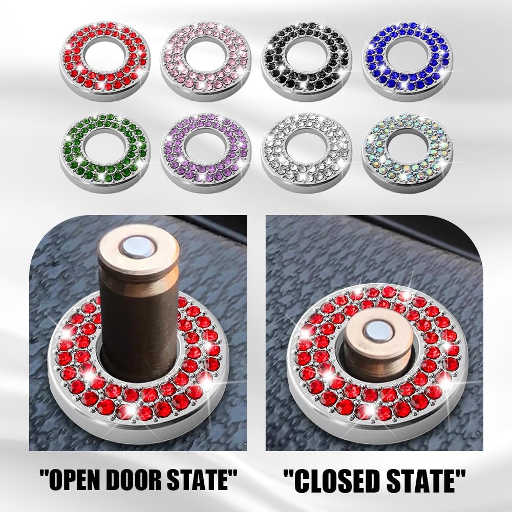 4PCS Bling Car Inner Door Lock Covers, Red image 4