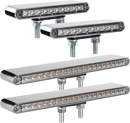 Partsam Kit de barras de luz LED rojo/ámbar con lente transparente de doble cara para camión semi remolque