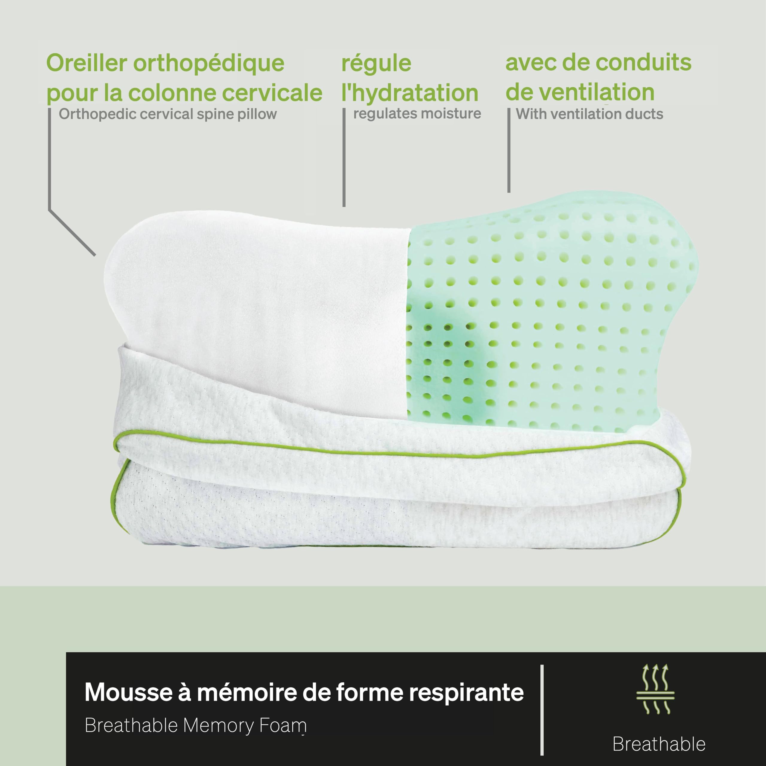 BLACKROLL® Recovery Pillow (50 x 30 cm) – Oreiller Ergonomique pour Un Sommeil réparateur, Oreiller Cervical en Mousse à mémoire de Forme en Viscose, avec Sac de Voyage, fabriqué en Allemagne
