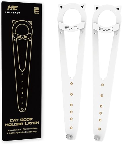 Pestillo ajustable para puerta de gato, manera extra fácil para caja de arena a prueba de perros para gatos, mantener la puerta abierta, siete