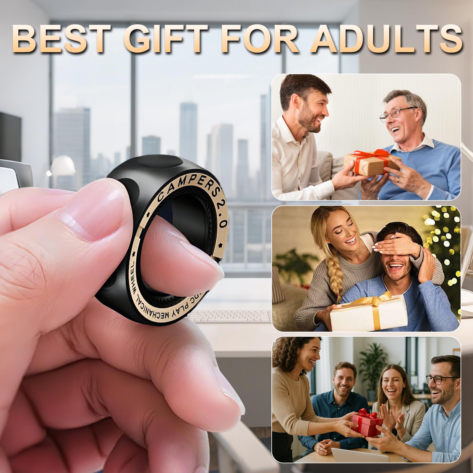 Anillo Antiestrés Fidget Slider, Juguete para Adultos, Deslizador Metálico con imán, Compresión Táctil,Anillos Giratorios,Regalos para Hombres y Mujeres,ADHD,Autism
