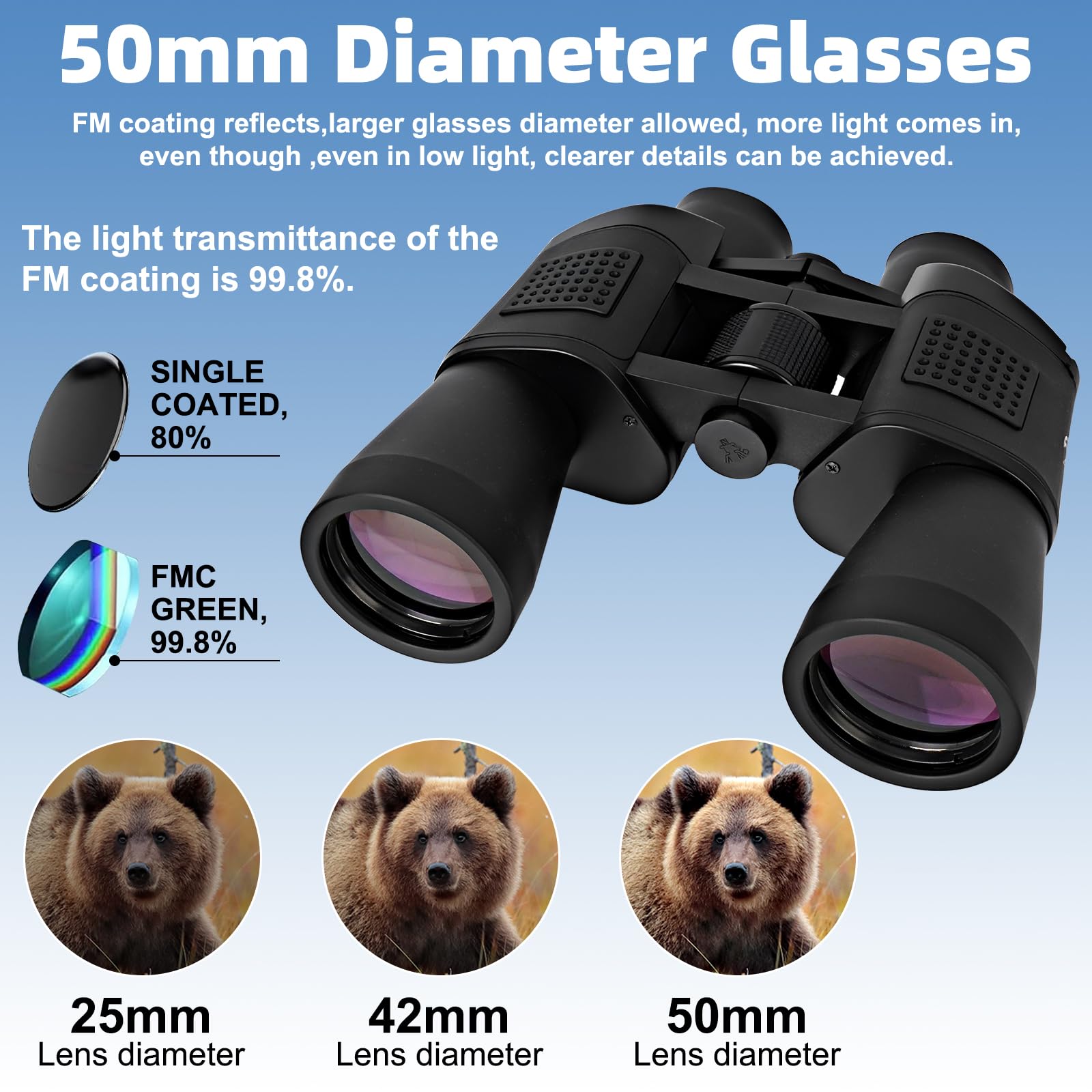 20x52 HD Prismáticos Adultos, Binoculares Vision Nocturna, Prismaticos Profesionales Largo Alcance para Observación de Aves, Viajes, Caza, Conciertos