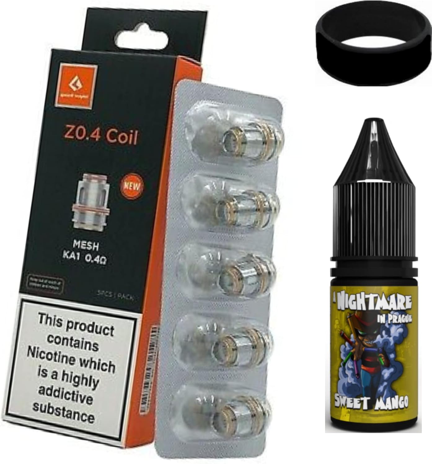 Geekvape Zeus Coils 0.4 Coils Z0 Mesh Z1 + 10ml Nightmare Juice + Band Set for Z SubOhm/Obelisk