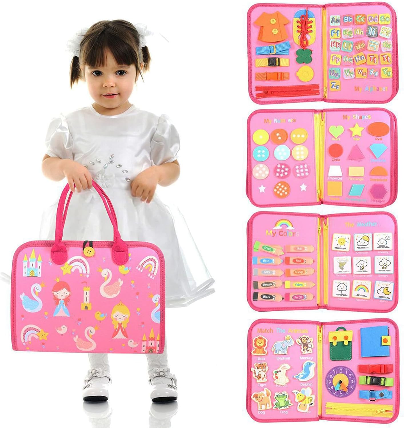 IZDUDO Busy Book for Toddlers, Montessori Baby Busy Board Sensory Activity Book for Developing Fine Motor Skills & Preschool Education, Travel-Friendly Learning Toy for Plane & Car #4