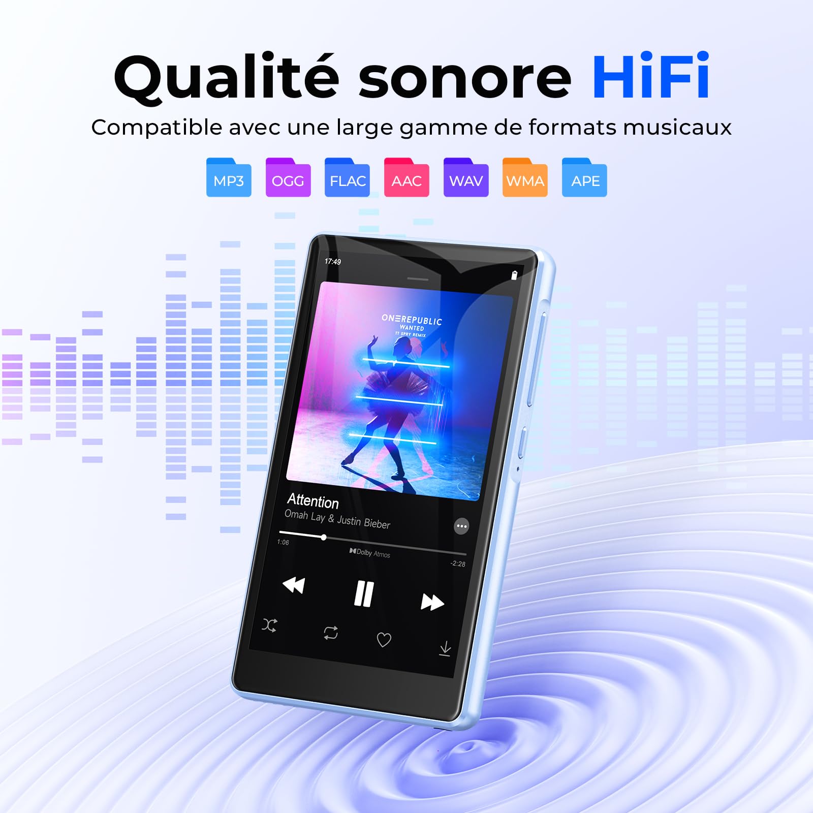 160 Go Lecteur MP3 Bluetooth et WiFi, Lecteur MP4 avec écran Tactile HD 4,5 Pouces Android Lecteur mp3 avec Spotify, Google Play,Amazon Music, Pandora, Libby,lecteurs mp3 et mp4 Enfant baladeur mp3