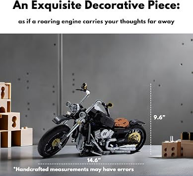 TAIKONLAB Vintage Motorcycle Building Block Toy Set, Collectible Heavy Motorbike Building Bricks Model Kit for Kids Adults (445 Pcs)