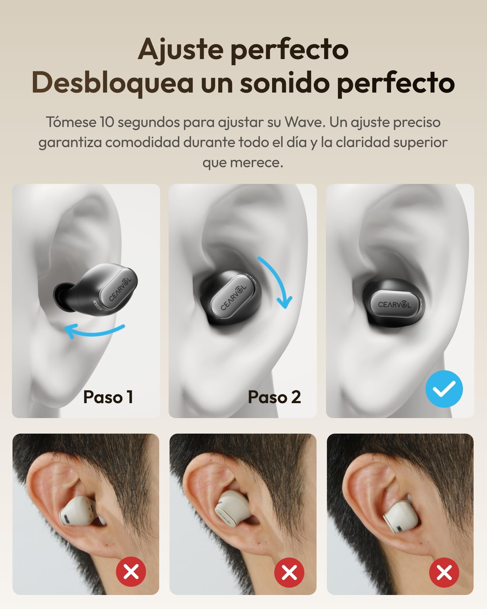 Wave Amplificador de Sonido Bluetooth, Estuche con Pantalla Táctil, App Control, Entrada AUX, Recargable, Ideal para TV y Llamadas, Blanco Estelar