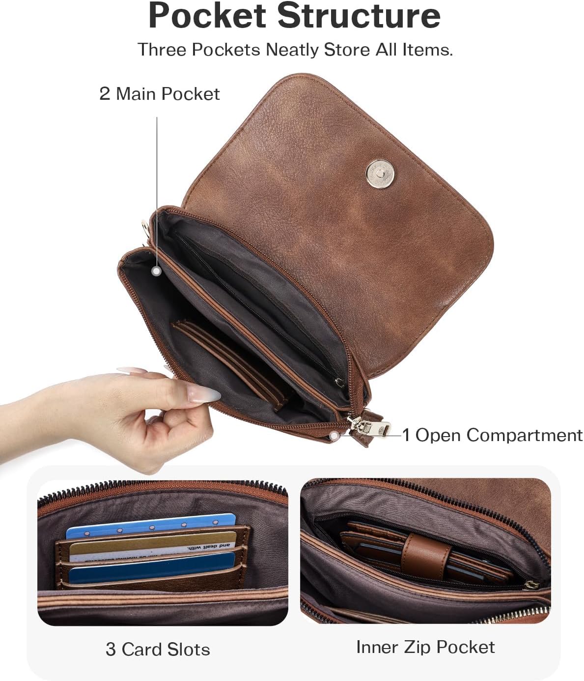 CHOLISS Small Crossbody Bags for Women, Vegan Leather Cell Phone Purse, Mini Travel Purse with Adjustable Strap Womens Gifts - Image 4