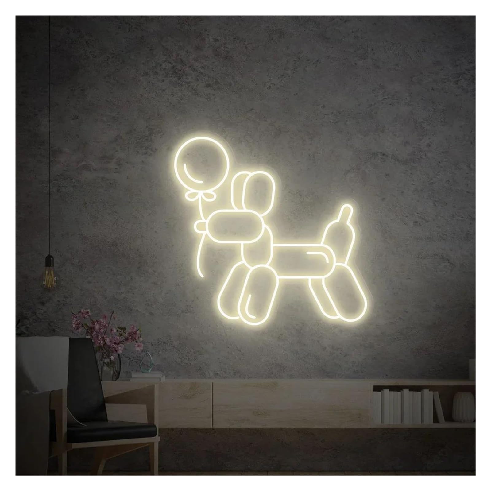 Lemst F Signs Lamp Balloon Dog Neon Signs Usb Powered Adjustable Brightness Dog Balloon Neon Lights, Signboard Suitable Or Wall Decor 35Cmx35cm(F)