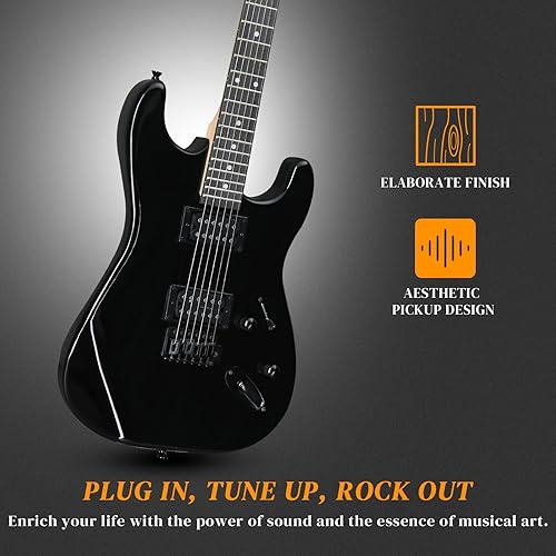Vista 29 de Ktaxon Guitarra eléctrica de 39 pulgadas, cuerpo sólido H-H Pickups de 6 cuerdas para principiantes con bolsa de concierto, correa, brazo de Parte