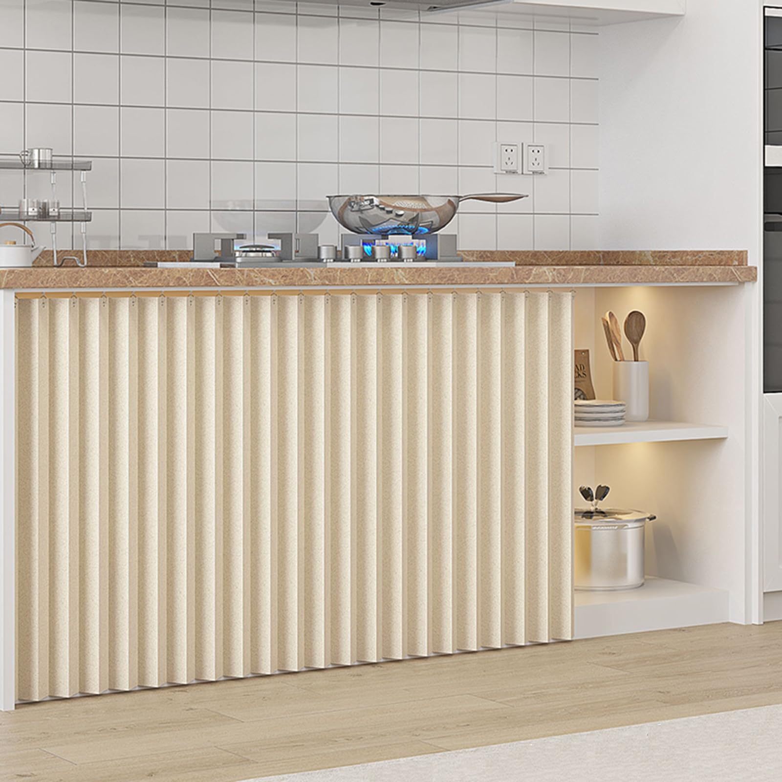 Sliding Door Curtains for Open Cabinets Kitchen Privacy Drapes DustProof Shelf Curtains 45cm W x 90cm H Ideal for Closets and Bookshelves