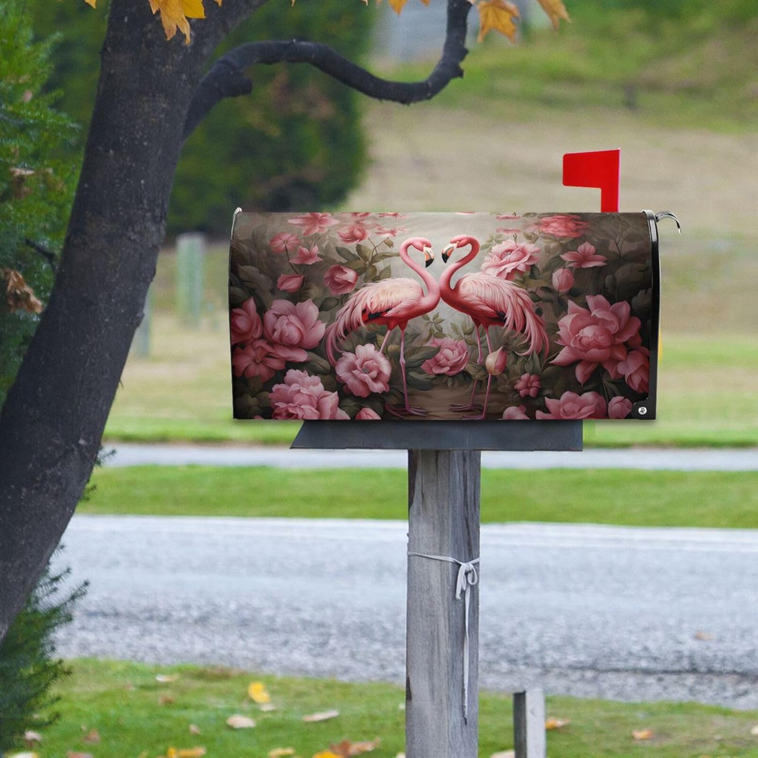 MNSRUU Mailbox Covers Fabric with Magnet Flamingo Flower Mailbox Covers Standard Size 18x20.7 in Mailbox Wraps Post Letter Box Cover for Garden Decorations