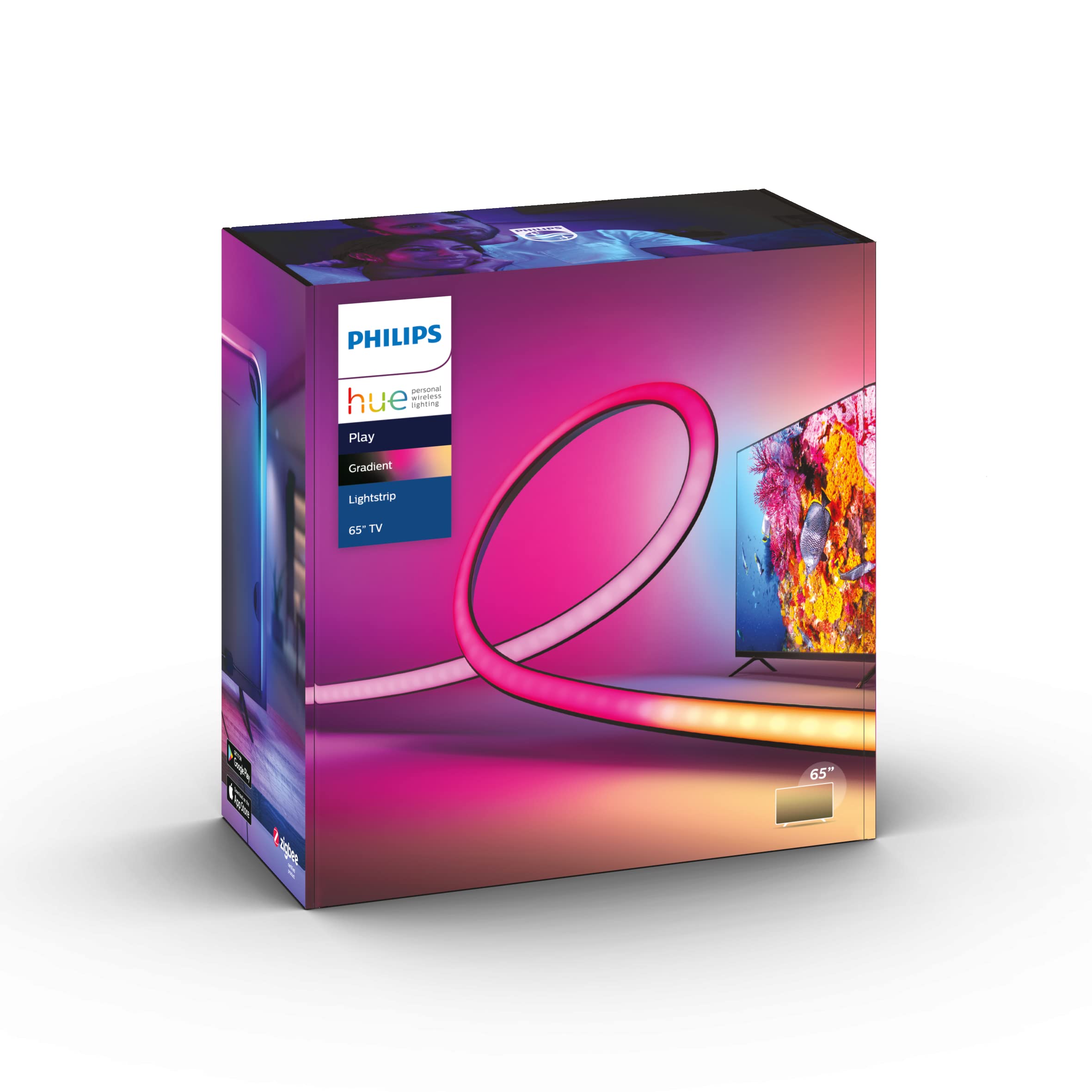 Philips Hue Entertainment-Erlebnispaket für 65-Zoll-Bildschirme - Weißes und farbiges Licht - Enthält Hue Sync Box 8k, Hue LED-Streifen 65 Zoll - Hue White and Color Ambiance Gradient