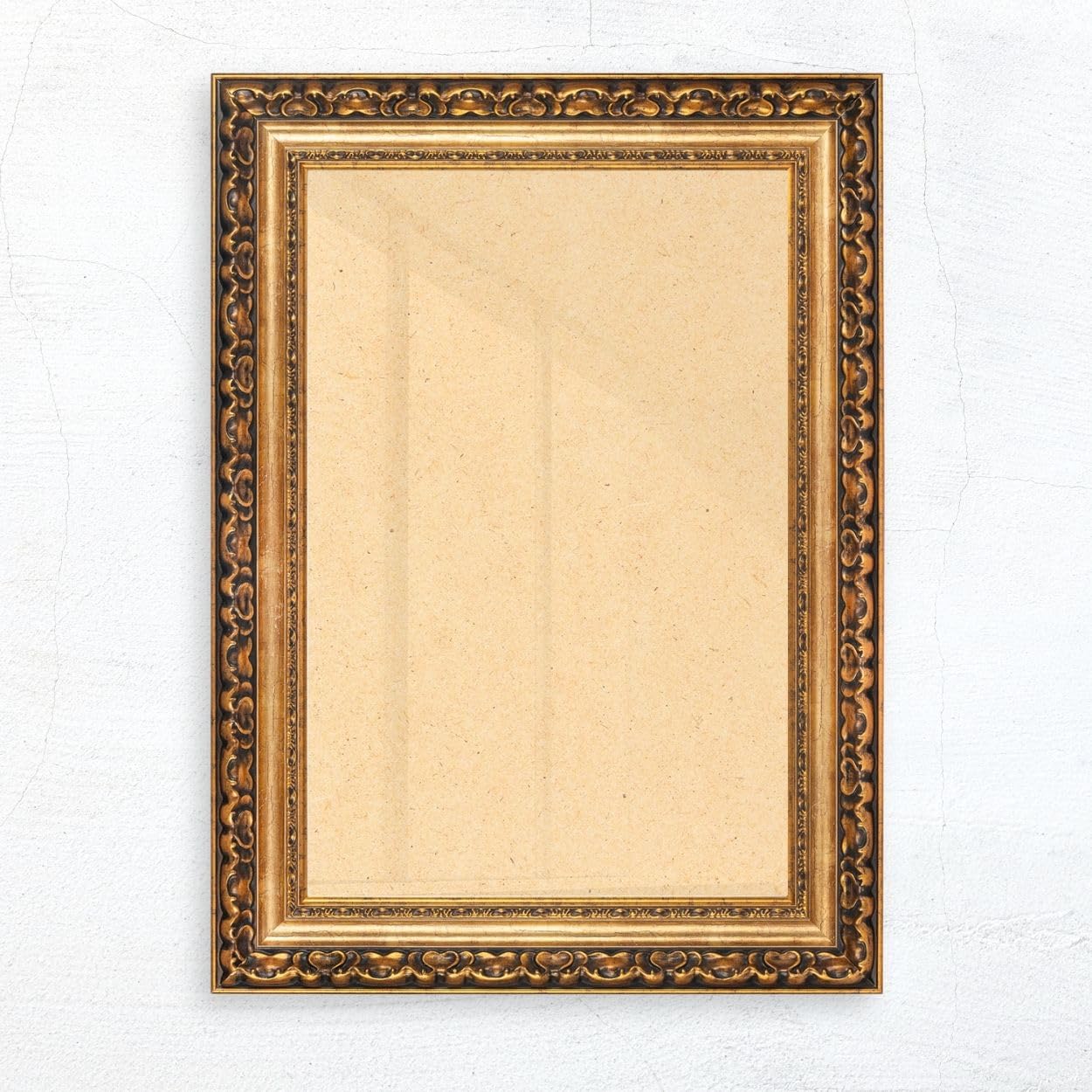 N°52 Barock Bilderrahmen 50x65 cm Bildmaß, Gold, Massivholz | Echtholz-Profilleiste 80 mm, Acrylglas glasklar & bruchsicher, Vintage-Stil, HDF-Rückwand, Metallaufhänger, handgefertigt