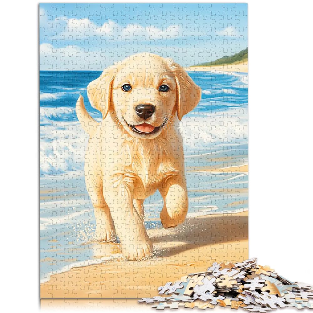 Cucciolo di Labrador Retriever sulla spiaggia puzzle 2000 pezzi per adulti apprendimento educativo con pezzi completamente interconnessi di forma casuale 70x100cm