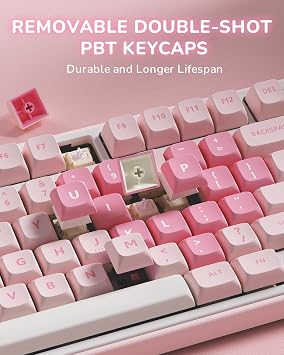 RK ROYAL KLUDGE R75 Mechanical Keyboard Wired with Volume Knob 75% Keyboard Gasket Mount Hot Swappable Creamy Sound MDA Profile PBT Keycap Pink