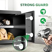 Vista 5 de Caja de seguridad con teclado digital y sistema de alarma - Caja de bloqueo electrónico para joyas y dinero en efectivo con estantes ajustables