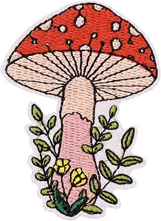 Mushroom Patch, Mushroom Patches Iron On, Embroidered Fabric Appliqué, Red DIY Durable Boho Iron On Patches for Clothing, Clothes, Jeans, Backpacks, Jackets, Denim, Hats & Bags