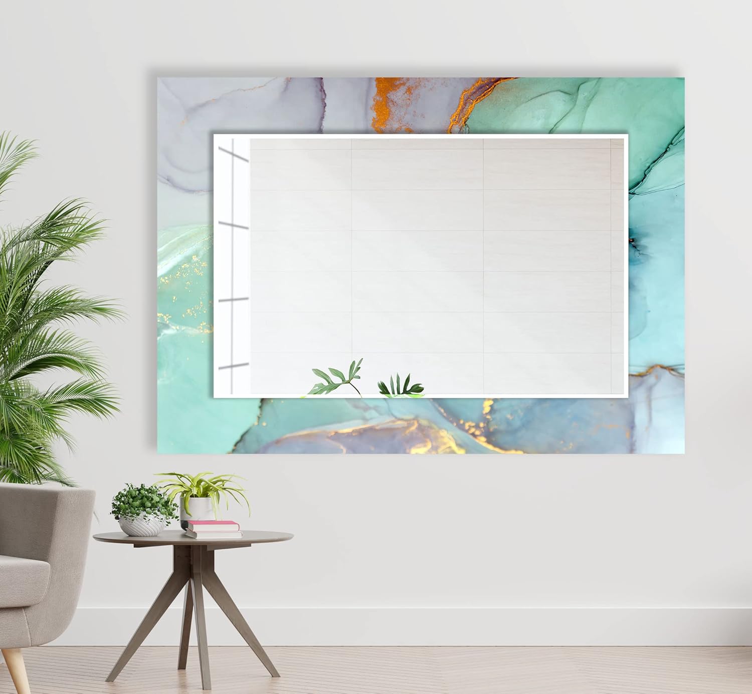 Tempered Glass Mirror 20 x 27.5''(Vertical) Large Wall Mirror Aesthetic Mirror Decor Unique Beveled Wall Mirror Irregular Mirror Abtsract Marble Mirror Bathroom Mirror