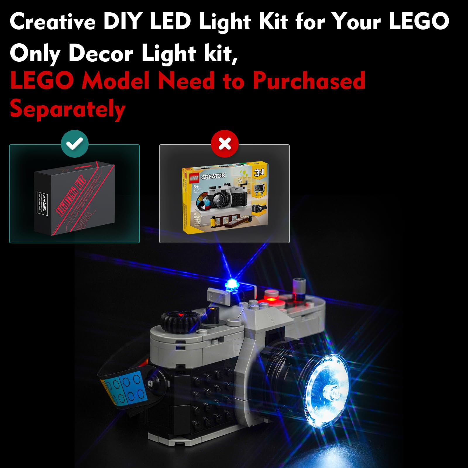 Light Kit for Lego Retro Camera Lighting Set for Lego 31147 Retro Camera 3in1 - Not Include Models, Just Light Kit - Image 2