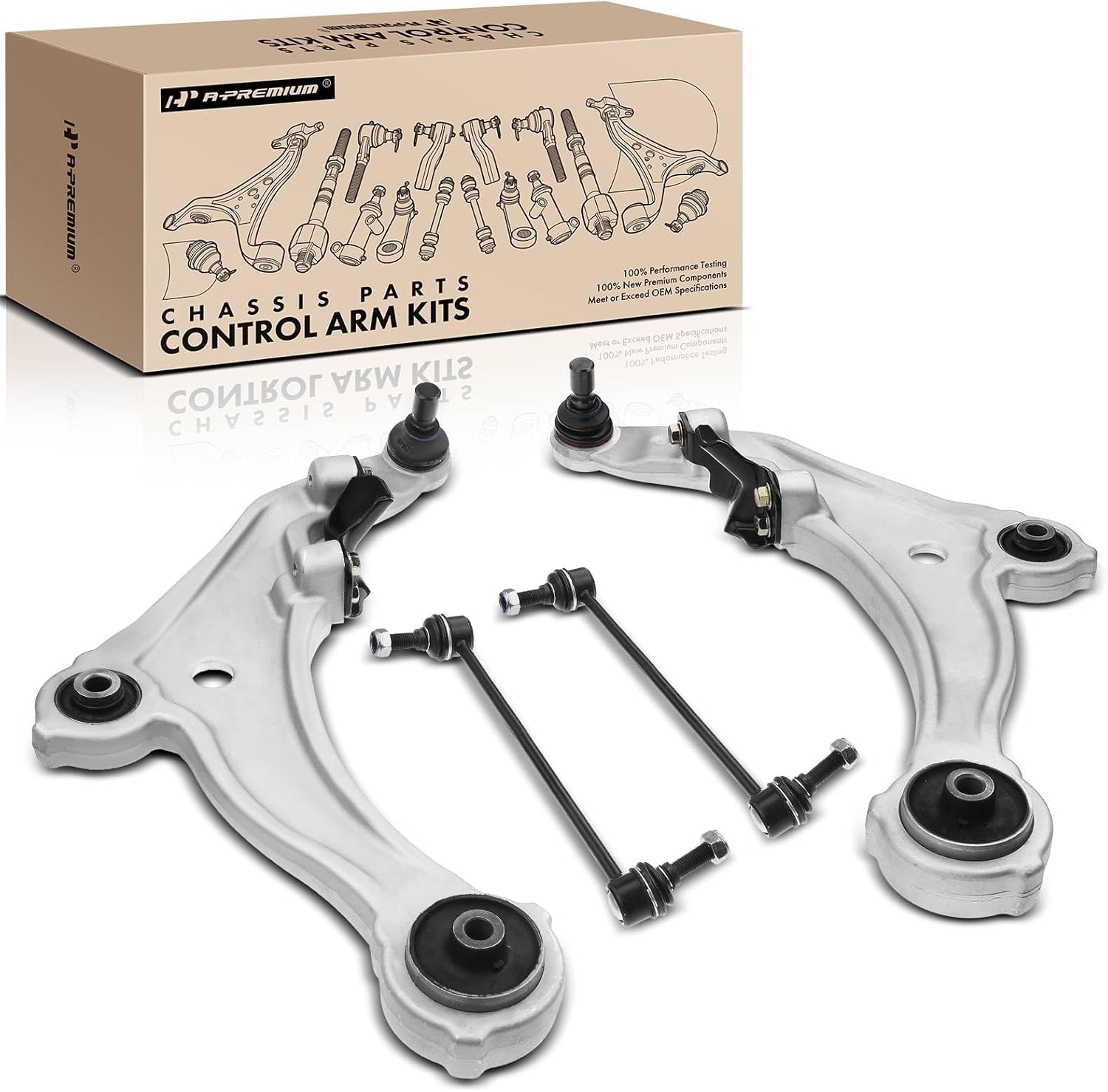 A-Premium Set of 4, Front Lower Control Arm, Sway Bar Link, Compatible with Nissan Maxima 2009 2010 2011 2012 2013 2014