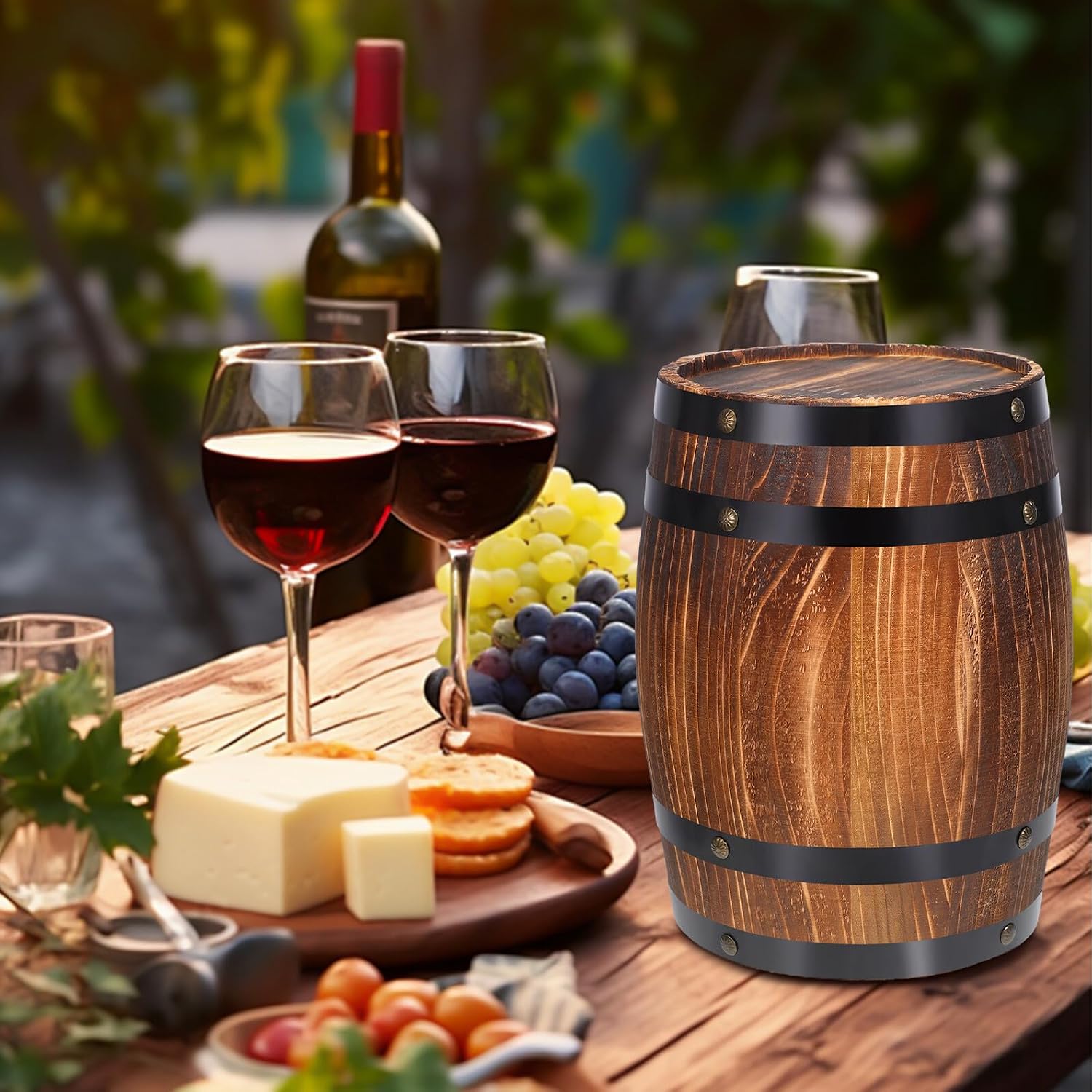 Wooden Retro Wine Barrel Artistic Craft Ornament Barrels Natural Wood Decor Bar Landscape Drink Decor
