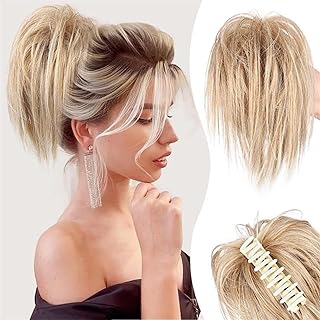 Messy Bun Hair Piece Claw Clip Hair Bun, Synthetic Messy Hair Bun, Claw Clip Ponytail Hairpieces Hair Scrunchie with Clip for Women (C)