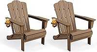 Vista 60 de Juego de sillas Adirondack plegables KINGYES de 2, Silla plegable Adirondack de HDPE para todo clima, Café